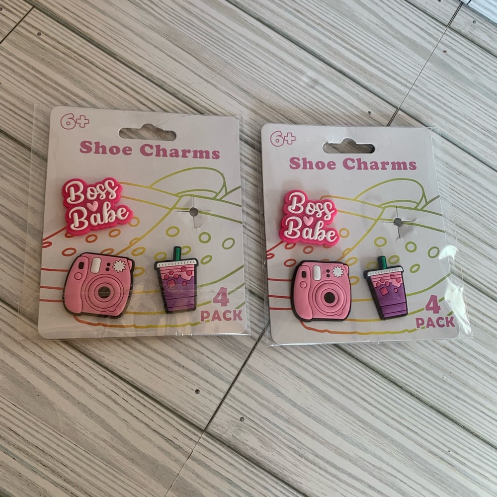 Pink and Purple Shoe Charms (2)3 packs